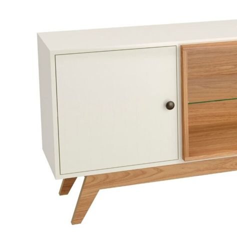 Rack Ulmo TV 75" 2 Puertas Blanco-Roble-1