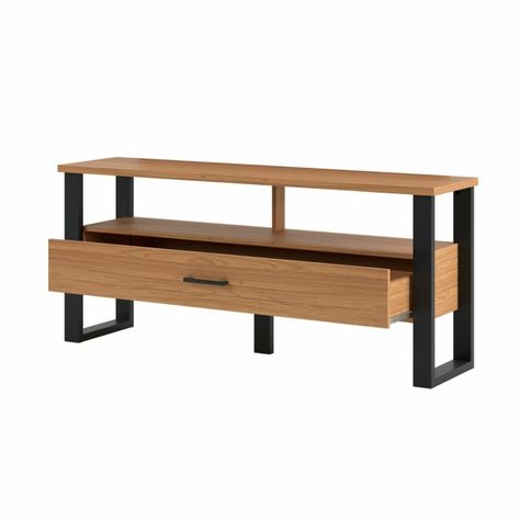 Rack Guayacán TV 60" 1 Cajón Roble-Negro-4