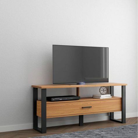 Rack Guayacán TV 60" 1 Cajón Roble-Negro-0