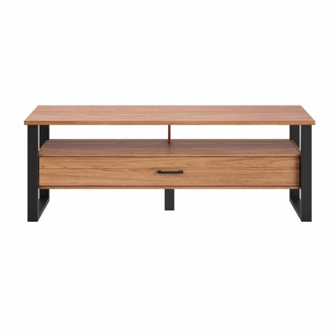 Rack Guayacán TV 60" 1 Cajón Roble-Negro-2