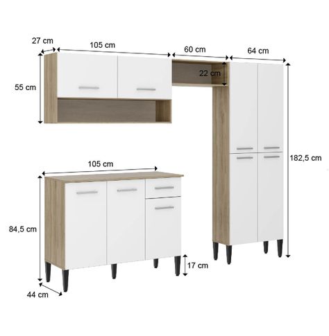 Mueble De Cocina Arizona 4 Módulos Blanco-Oak-2