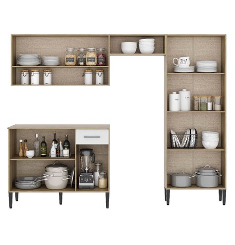 Mueble De Cocina Arizona 4 Módulos Blanco-Oak-3