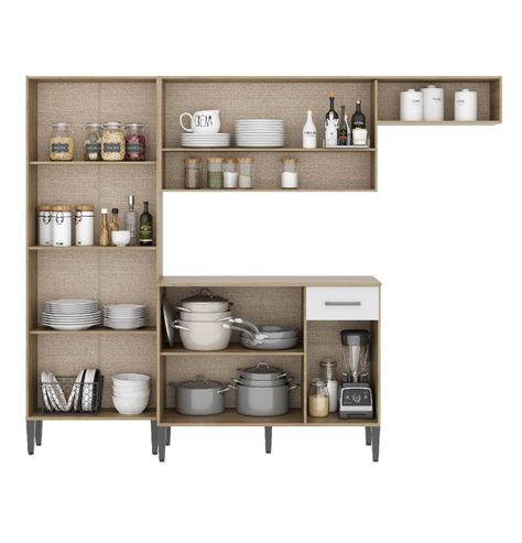 Mueble De Cocina Arizona 4 Módulos Blanco-Oak-6