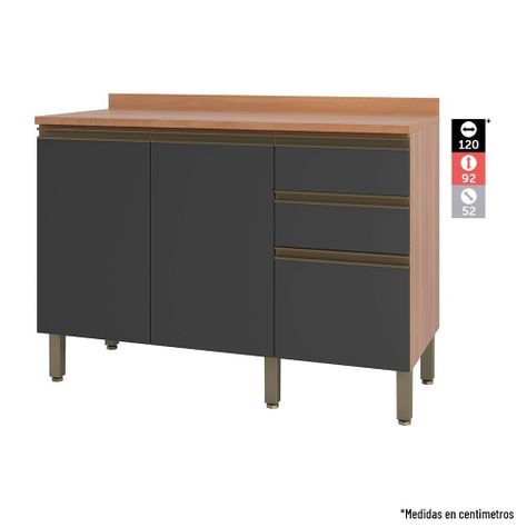 Mueble de Cocina Macadamia 4 Módulos Canela-Grafito-4