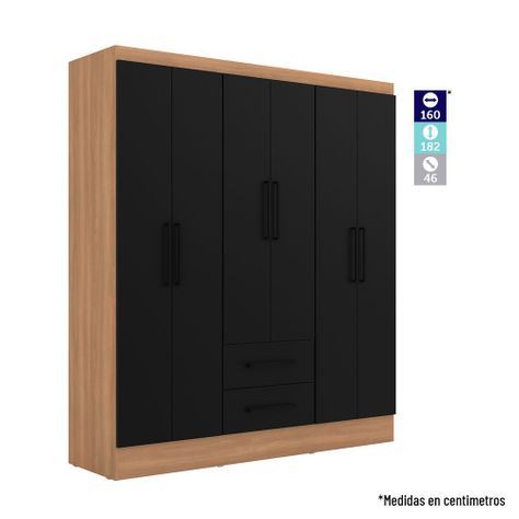 Clóset 6 Puertas 2 Cajones Ámbar Negro-Canela-7