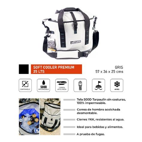 Soft Cooler Premium 25 Litros - Drysafe - Gris-2