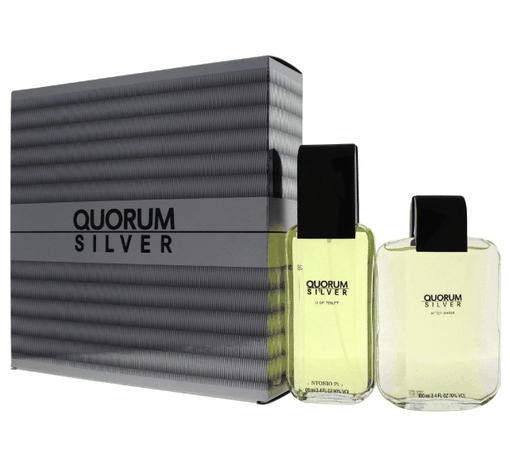 PERFUME  QUORUM SILVER ESTUCHE EDT 100ML + AF. SHAVE 100ML-1