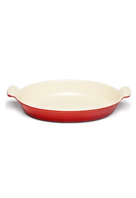 PLATO DE HIERRO ENLOZADO OVALADO ROJO 26 cm-1