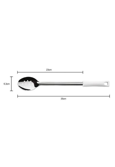 CUCHARA PERFORADA ACERO INOX  23 CM MANGO BLANCO DURAFIO-2