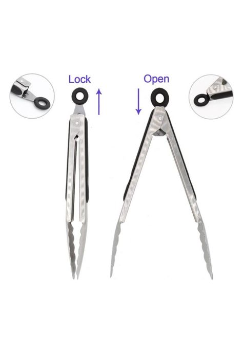 PINZA DE ACERO INOXIDABLE 30CM MANGO SILICONA-4