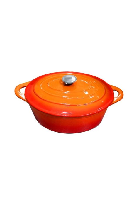OLLA HIERRO FUNDIDO OVALADA NARANJA 34x26x13.5 cm-0