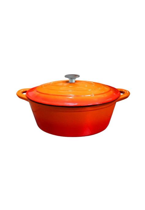 OLLA HIERRO FUNDIDO OVALADA NARANJA 34x26x13.5 cm-1
