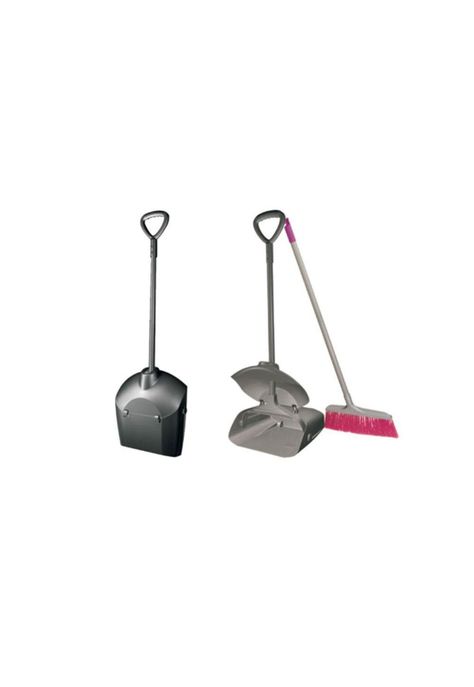 PALA BASURA ALUMINIO C/TAPA NEGRA Y ESCOBA-0