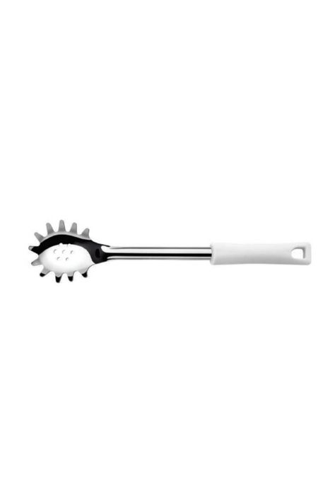 CUCHARA PASTA ACERO INOX 43CM MANGO BLANCO-0