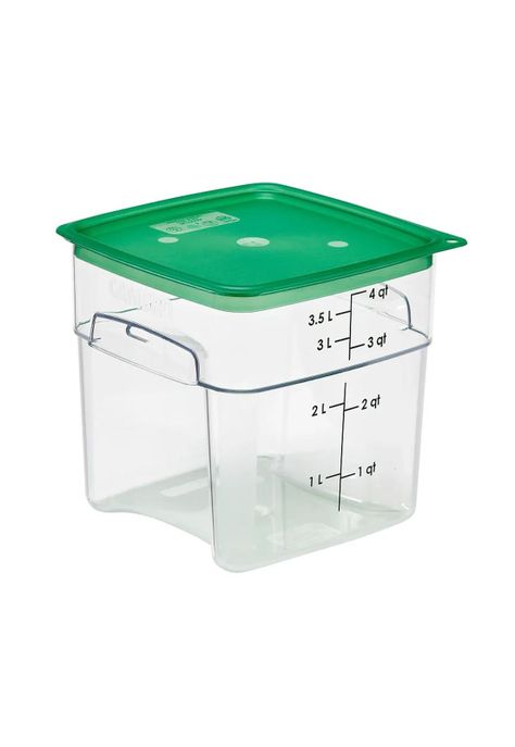 RECIPIENTE GRADUADO CUADRADO POLICARBONATO 4 LTS. Y TAPA VERDE-1