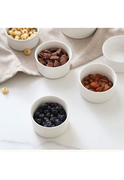 Set De 6 Ramekin Recipiente Porcelana Redondo Contemporáneo -2