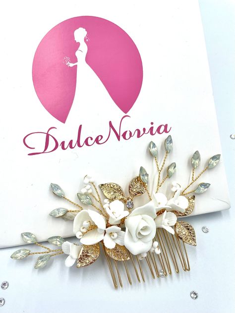 Tocado "Peine" para el cabello "Porcelana"-0
