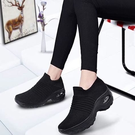 Zapatillas Mujer Cojín De Aire Ortopédicas Negro-1