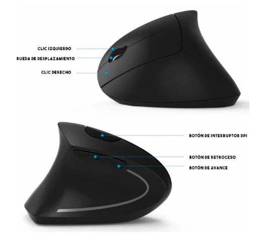 Mouse Vertical Ergonómico Inalámbrico Negro-5