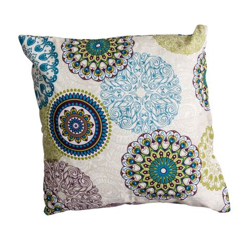 Set 4 cojines Lona Española Mandala 50x50 Verde-1