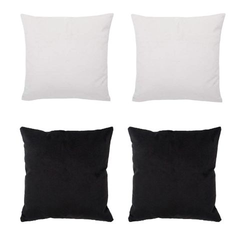 Set 4 Cojines combinados  40X40  Felpa velvet  Ivory y Negro -0