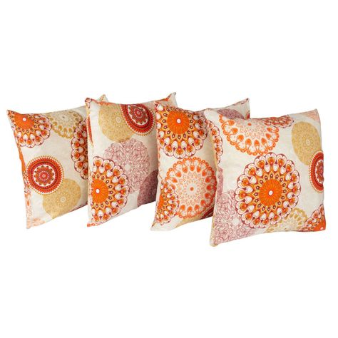 Set 4 cojines Lona Española Mandala 50x50 cm Naranja-0