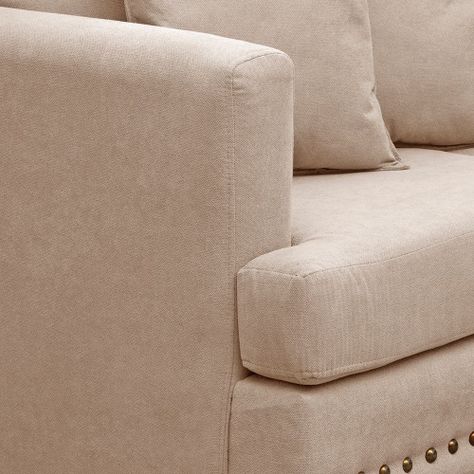 Sofa 3c Estambul tachas Tela  Beige 200 X 90 X 95-3
