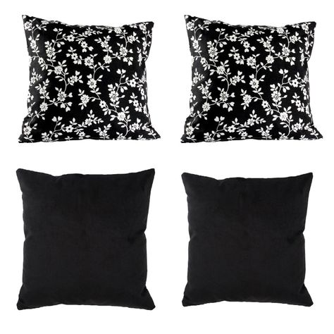 Set 4 Cojines Tela  40x40   Lona Keila  y Felpa  Negro-0