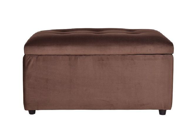 Banqueta Baul Felpa Chocolate  100x50x45 cm-1