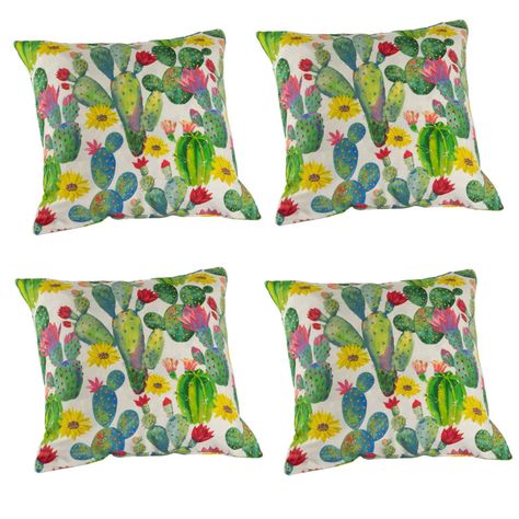 Set 4 Cojines Lona Española Tampico 50x50 cm Blanco-0