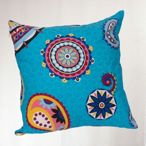 Set 2 Cojines Lona Española Grecas 50x50 cm Turquesa-1