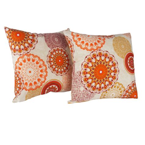Set 2 cojines Lona Española Mandala 50x50 cm Naranja-0