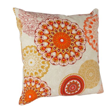 Set 2 cojines Lona Española Mandala 50x50 cm Naranja-1