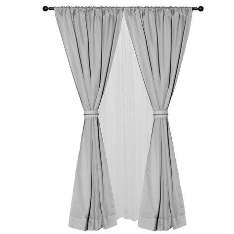 Set cortina 8 pzas Amalia pasatubo 140x225 Gris -0