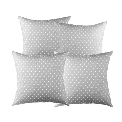 Set 4 Cojines Lona Mini  Estrellita Gris 50x50 cm-1