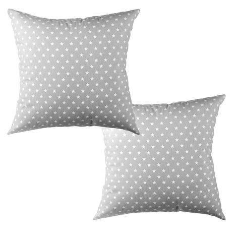 Set 2 Cojines Lona Mini  Estrellita Gris 50x50 cm-0