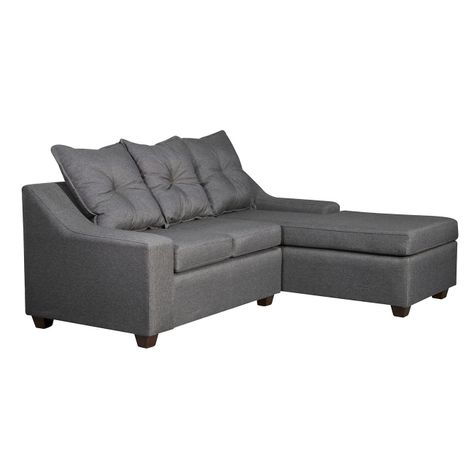  Seccional Viena 3 cuerpos  Derecho Tela Gris  oscuro 195 155 x90-2