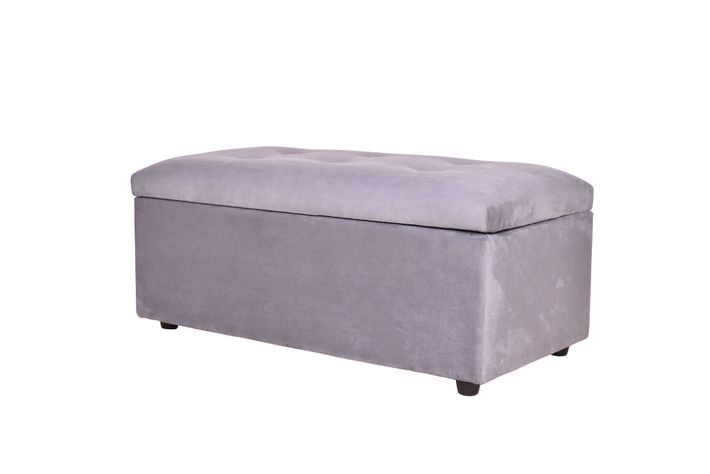 Banqueta Baul Felpa Gris  100x50x45 cm-1