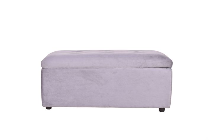 Banqueta Baul Felpa Gris  100x50x45 cm-2