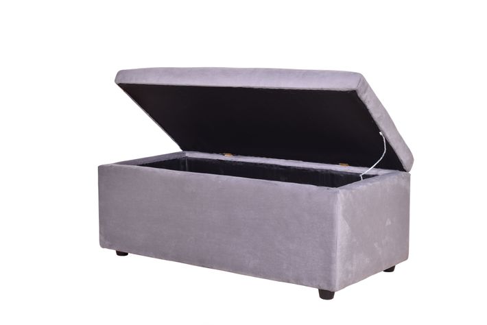 Banqueta Baul Felpa Gris  100x50x45 cm-0