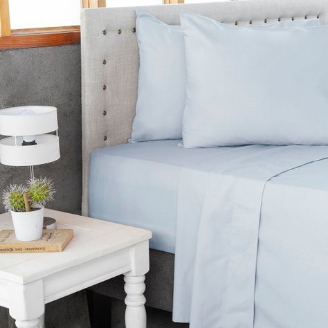 Jgo.Sábanas Polycotton 2pl -144 hilos 4 piezas - Celeste-0