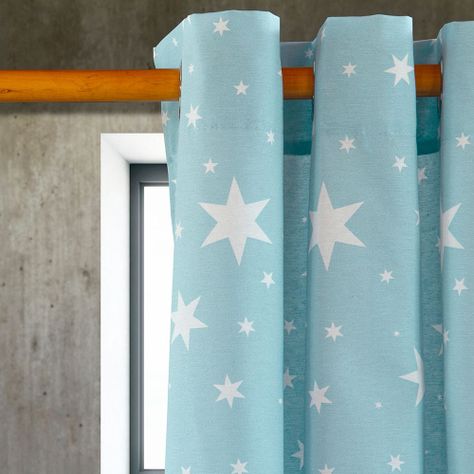 Cortina  Lona Española Estrellas 140x225 cm Turquesa-0
