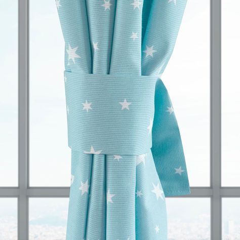 Cortina  Lona Española Estrellas 140x225 cm Turquesa-1