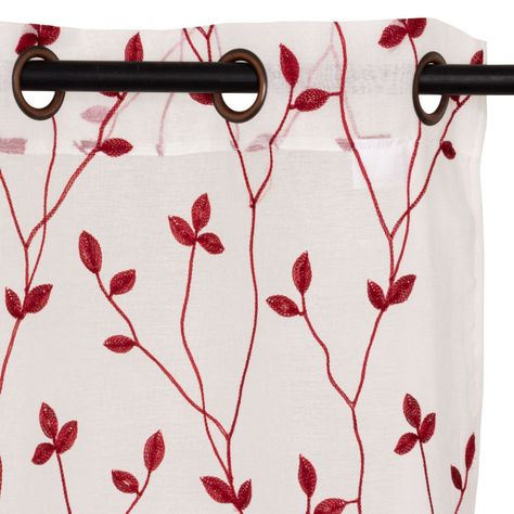 Set Cortinas 4 pzas New Velvet -Velo Bordado  rojo	-2