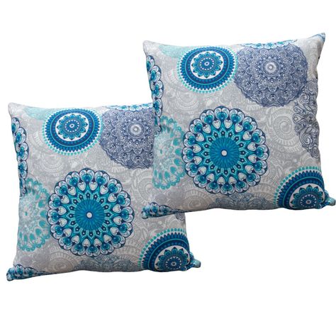 Set 2 cojines Lona Española Mandala 50x50 Turquesa-0