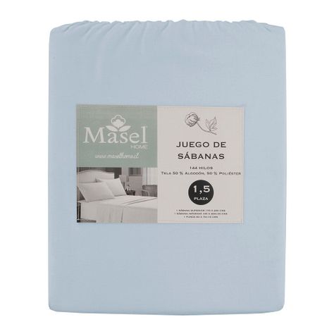 Jgo.Sábanas Polycotton 1.5 pl -144 hilos 3 piezas - Celeste-3