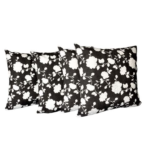 Set 4 Cojines Lona Española Roberta 50x50 cm Negro-0