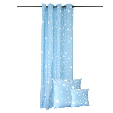 Juego Cortinas + Cojines  Estrellita Celeste-0