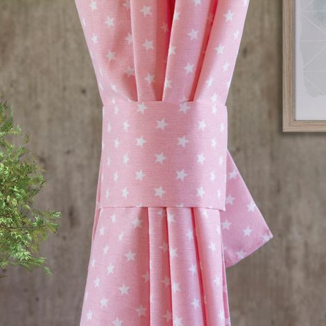 Cortina Lona española  Estrellita mini rosa-1