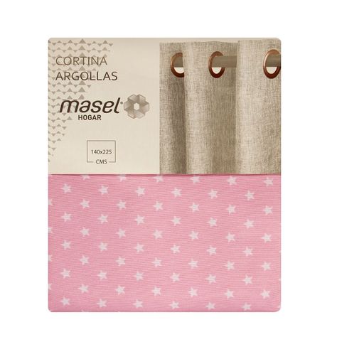 Cortina Lona española  Estrellita mini rosa-4